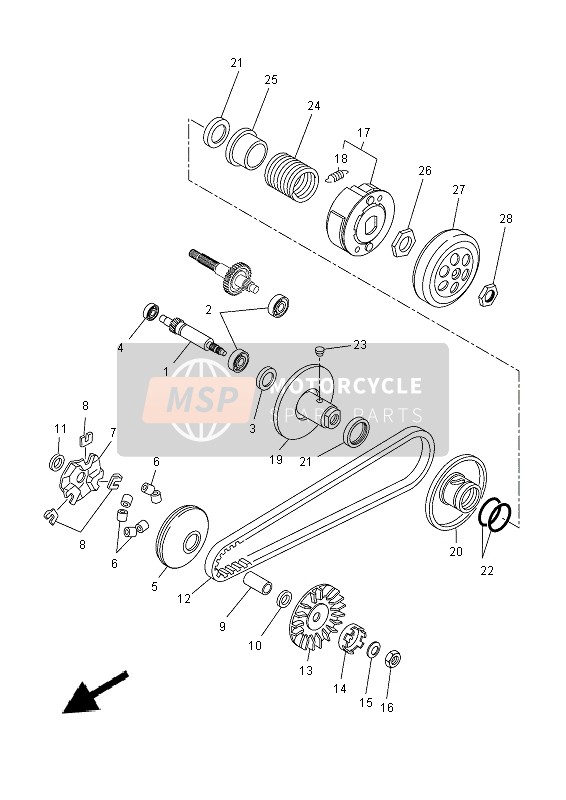 Yamaha YN50F 2014 Koppeling voor een 2014 Yamaha YN50F